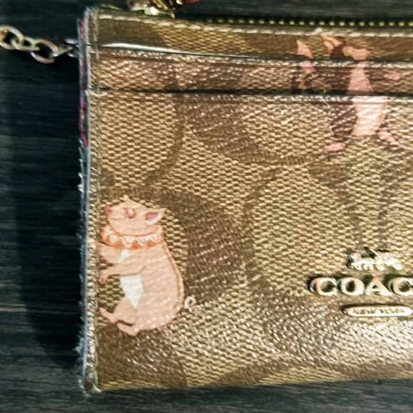 Coach Mini Skinny Card Holder Key Chain Party Animal Print - Picture 3 of 11